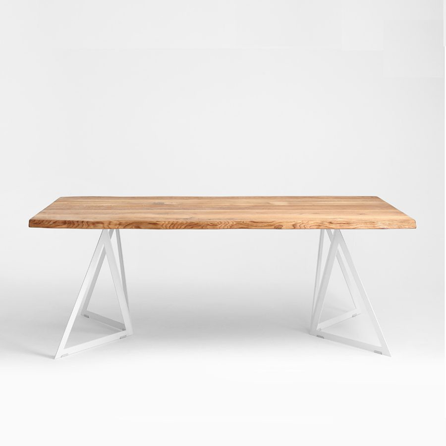 Table bois et métal blanc collection Novo
