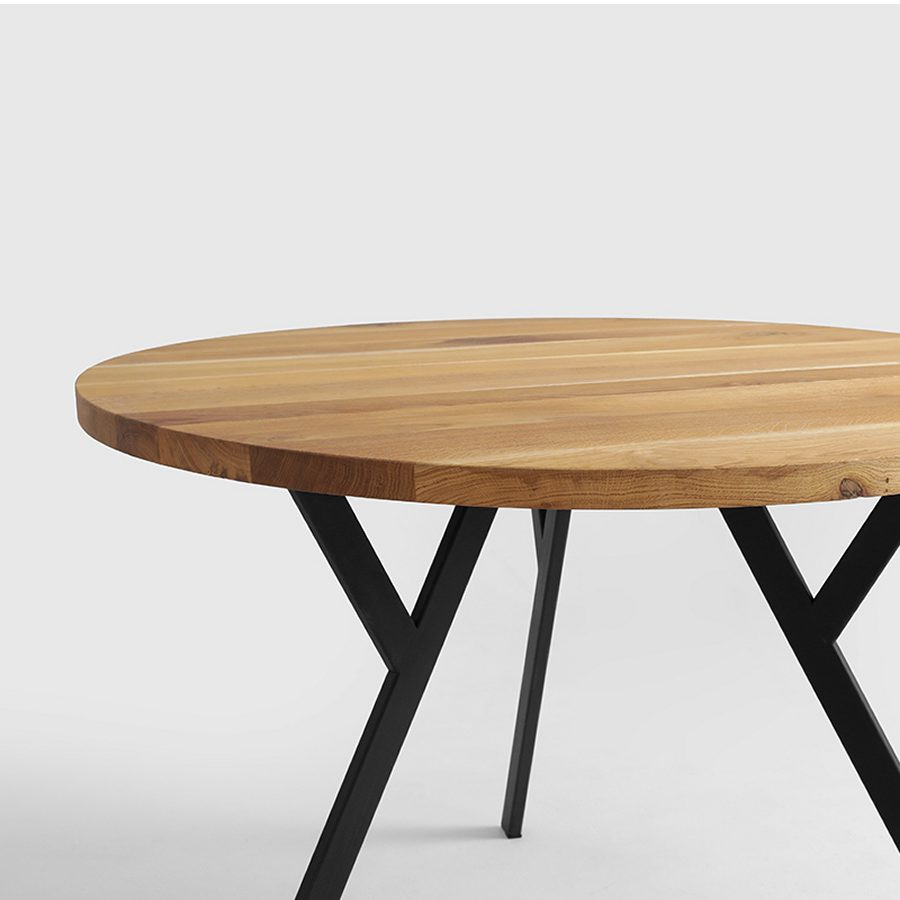 Belle table ronde bois et métal noir collection TREND