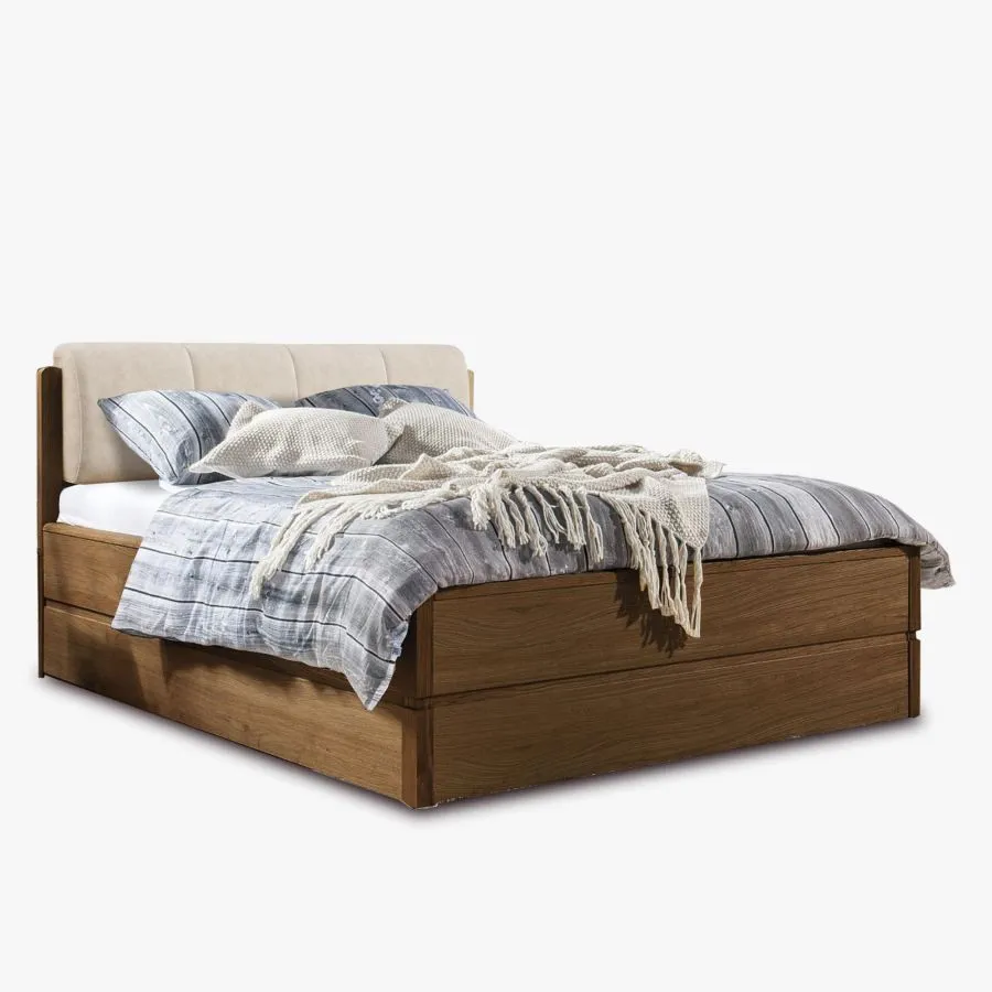 Lit coffre bois foncé collection Bergamo