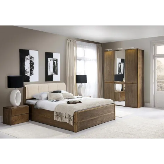 Chambre adulte en bois chêne foncé collection Bergamo