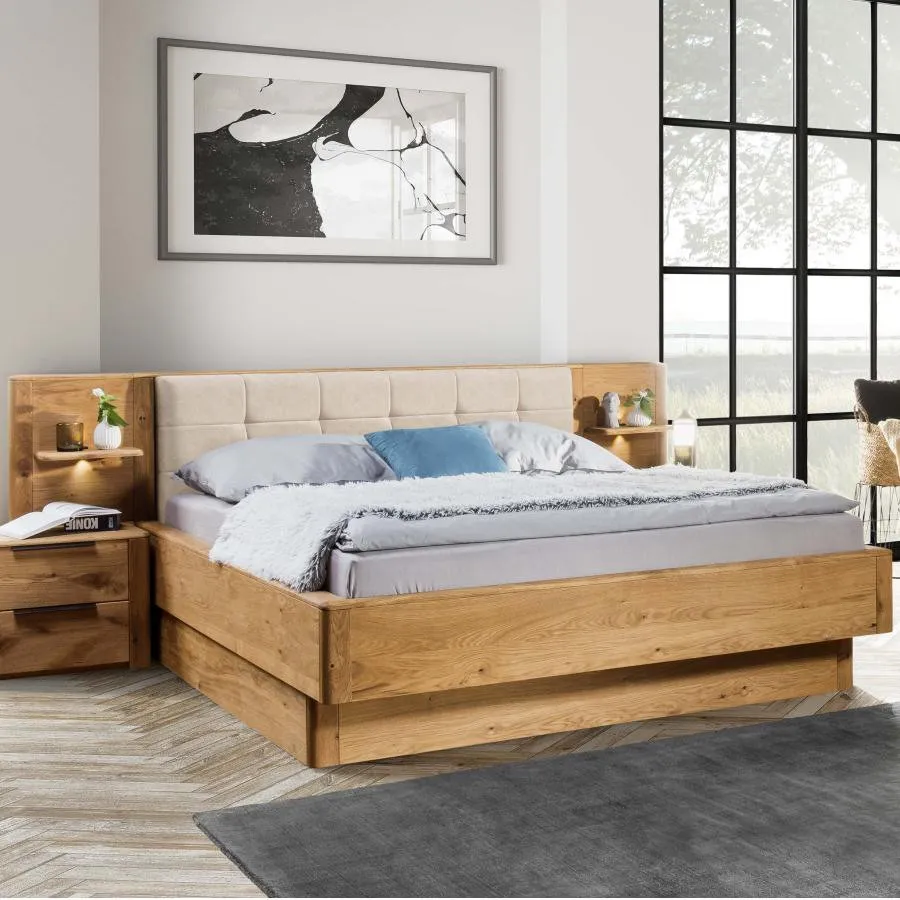 Lit coffre bois tête de lit en tissu collection Verona