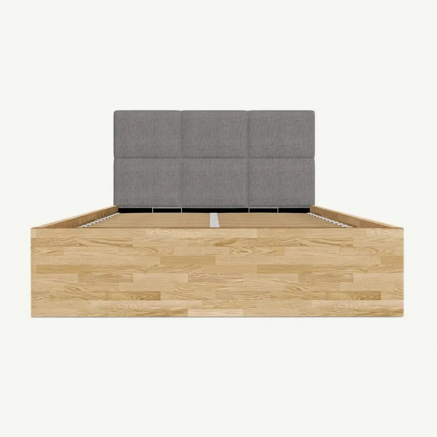 Lit coffre bois tête de lit tissu collection LUND