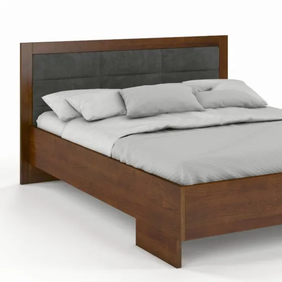 Lit en pin massif avec tête de lit tissu collection  NEY