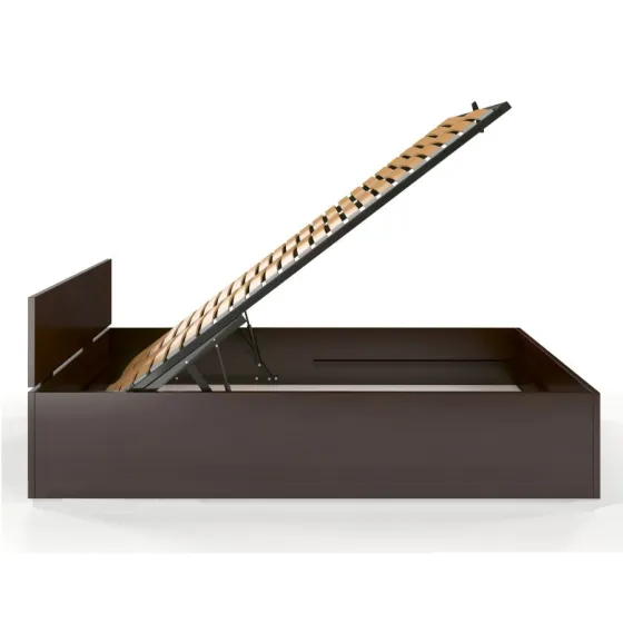 Lit coffre bois massif design couleur wenge  collection Letto