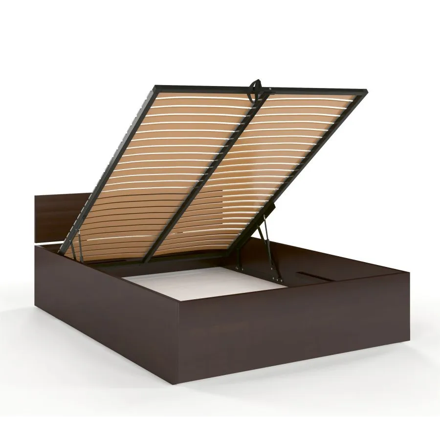 Lit coffre bois massif design coloris wenge  collection Letto