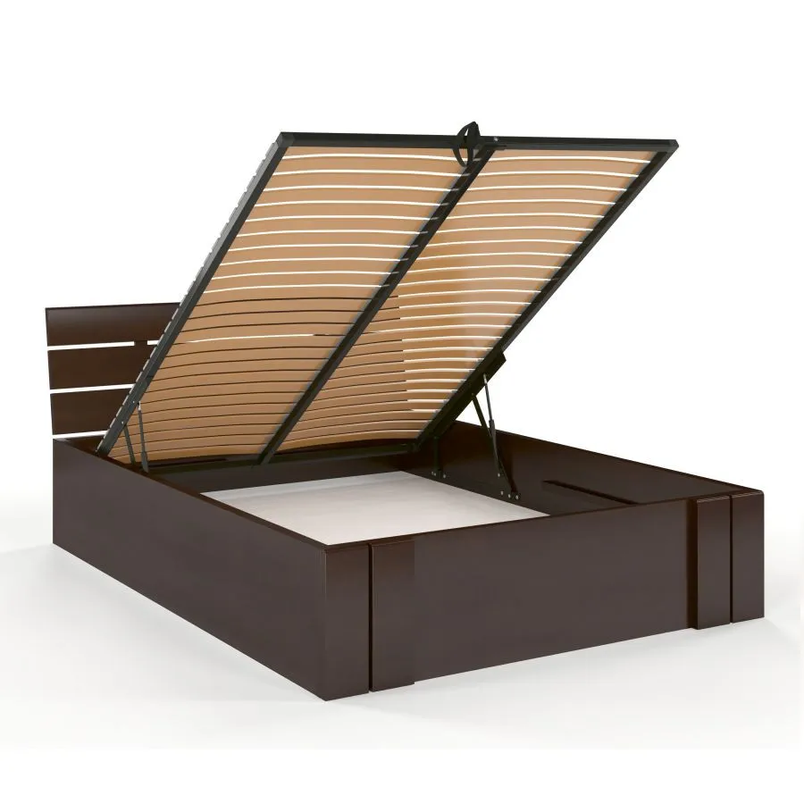 Lit coffre bois wenge sommier relevable collection Largo
