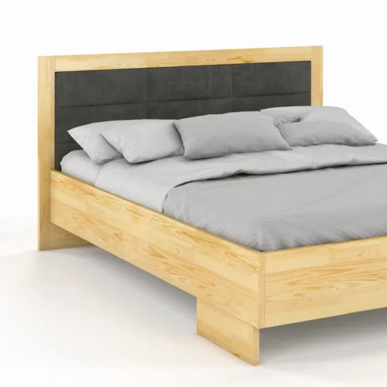 Lit coffre 160x200 bois naturel et tissu collection NEY