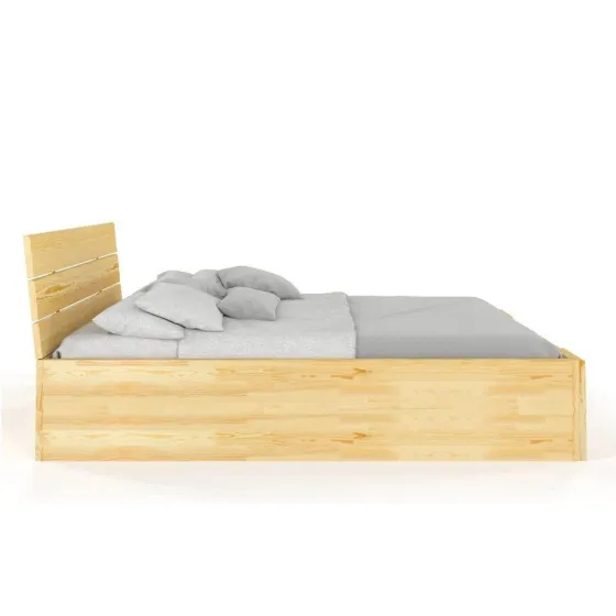 Lit coffre bois pin massif sommier relevable collection Largo