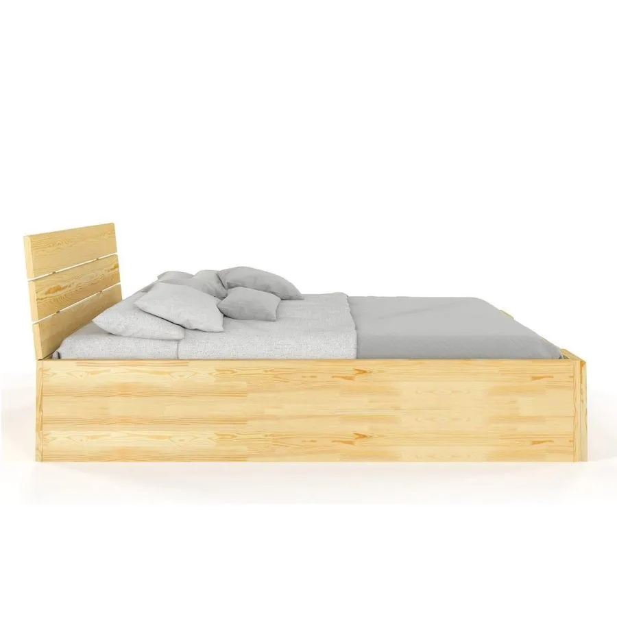 Lit coffre bois pin massif sommier relevable collection Largo