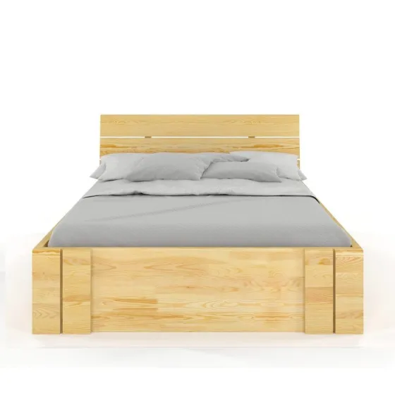 Lit coffre bois massif coloris naturel sommier relevable collection Largo