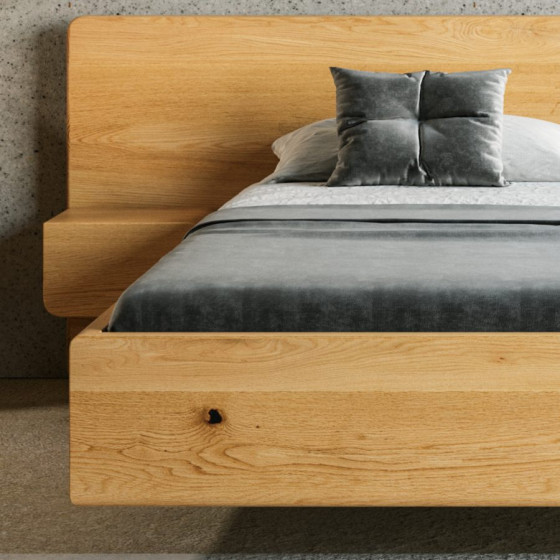 Lit bois design avec chevets et tête de lit en bois collection Burlington