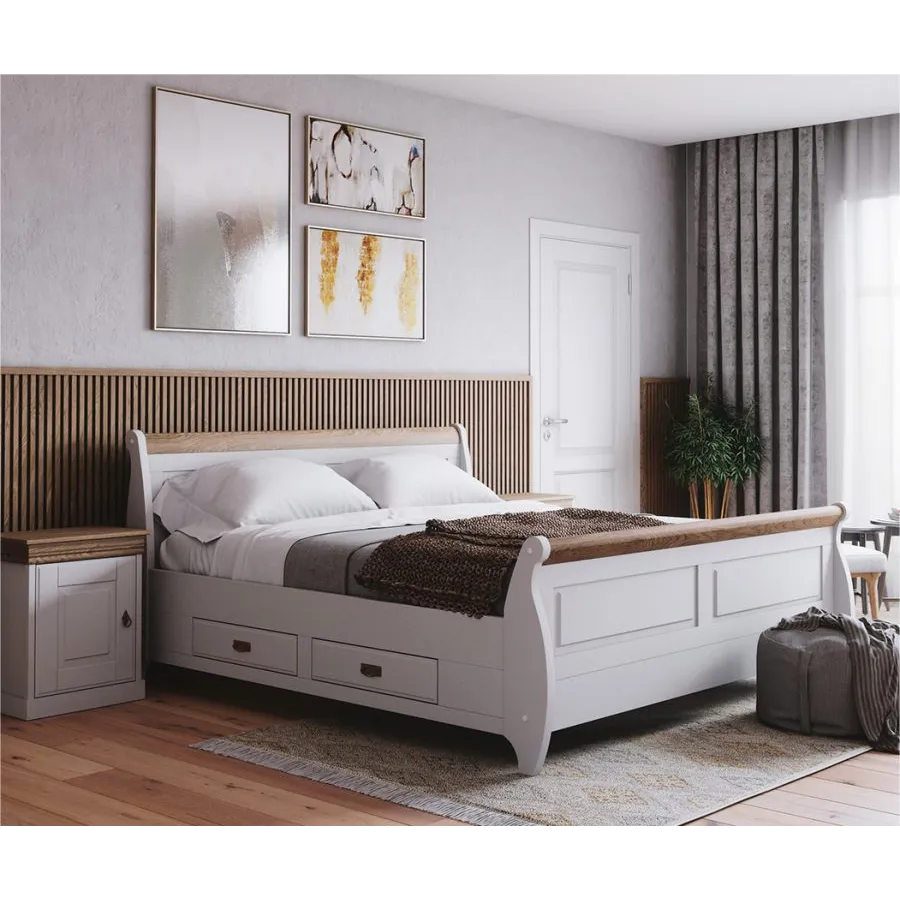 Lit bois pin avec tiroir Toscana