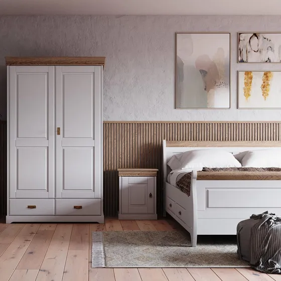 Lit bois blanc avec tiroir Toscana