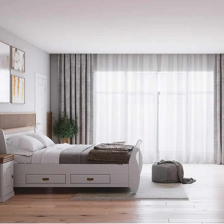 Lit bois naturel avec tiroir Toscana