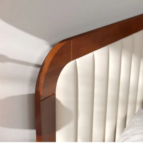 Tête de lit tissu blanche pour lit en bois massif collection VERDE