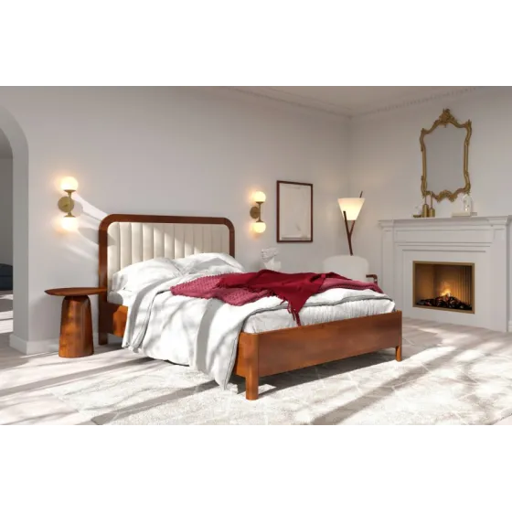 Lit 2 places en bois massif chambre adulte collection VERDE