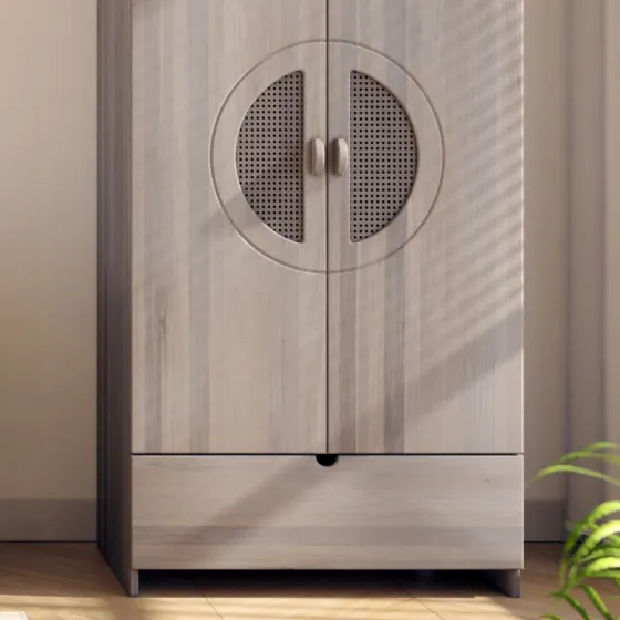 Armoire en chêne massif blanchi 2 portes collection ANO