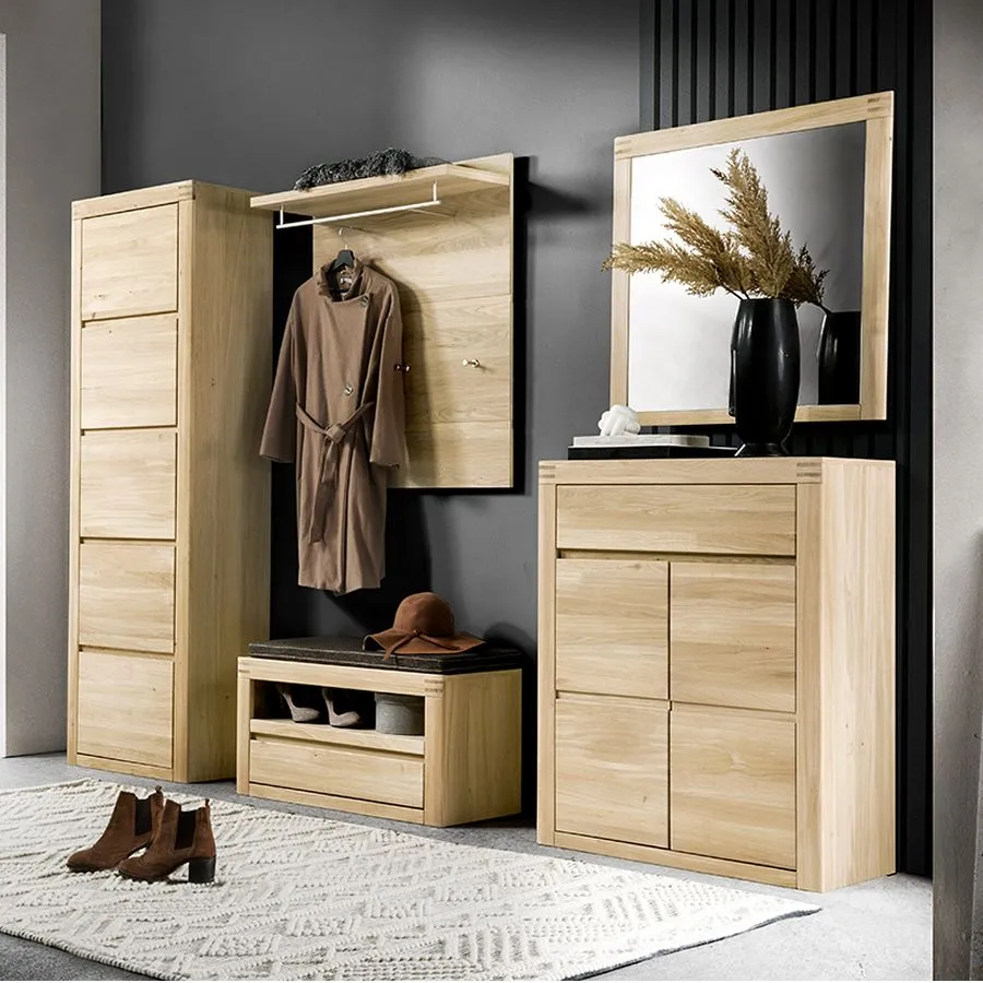 Mobilier en bois clair pour hall d'entrée collection MILO