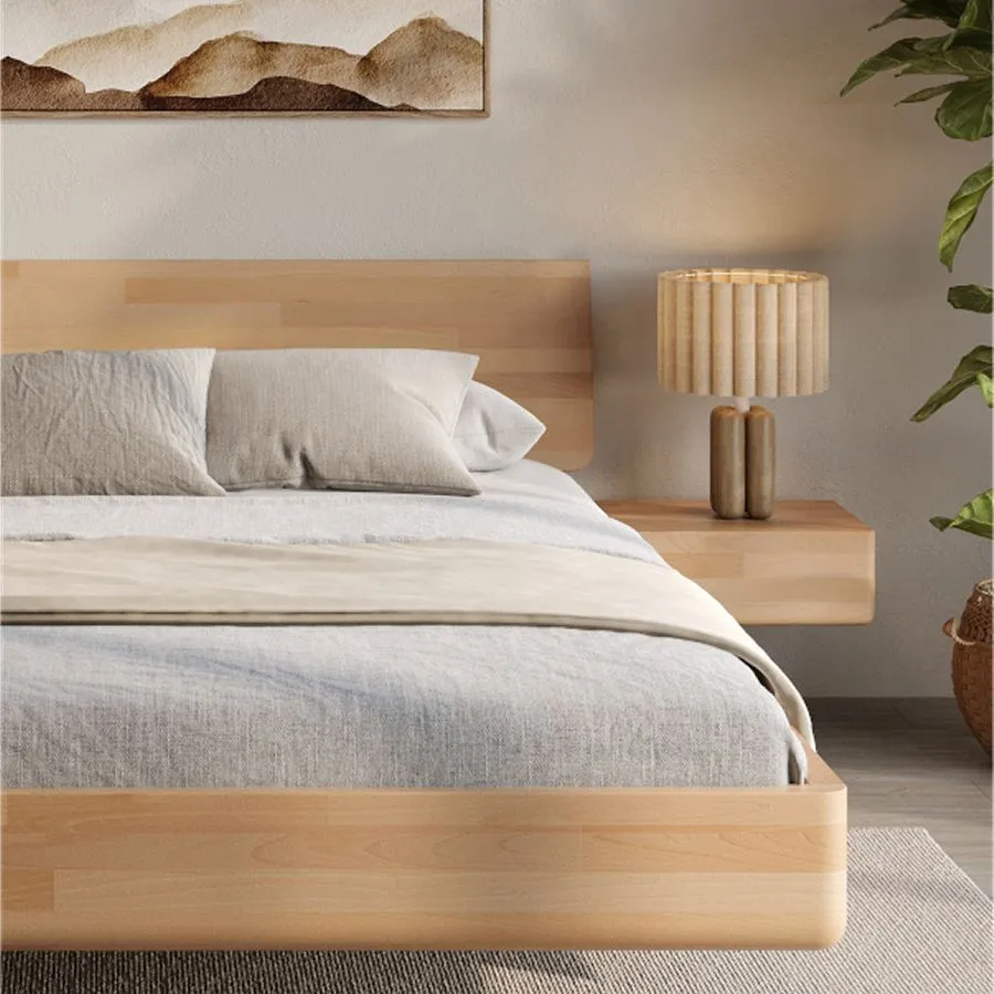 Lit bois design flottant avec tables de nuit collection MOOD