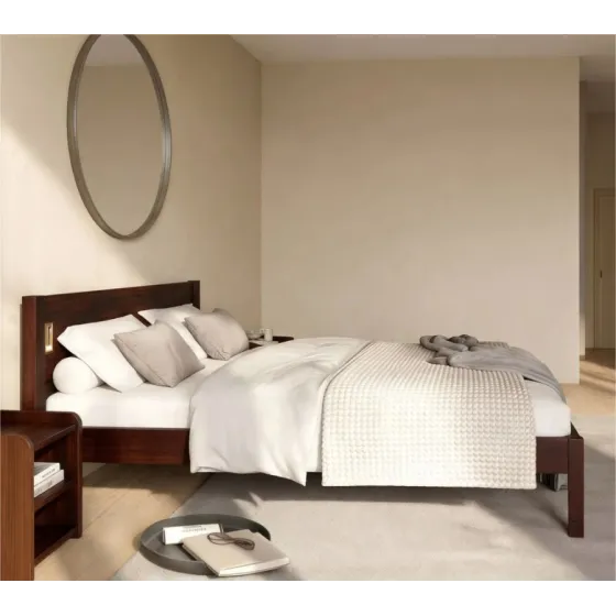 Lit pin massif finition noyer collection Niko