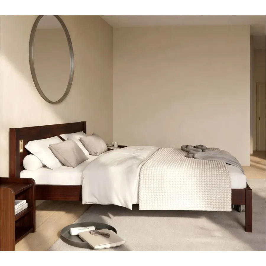 Lit pin massif finition noyer collection Niko