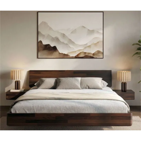 Lit design bois wenge 140x200 collection MOOD