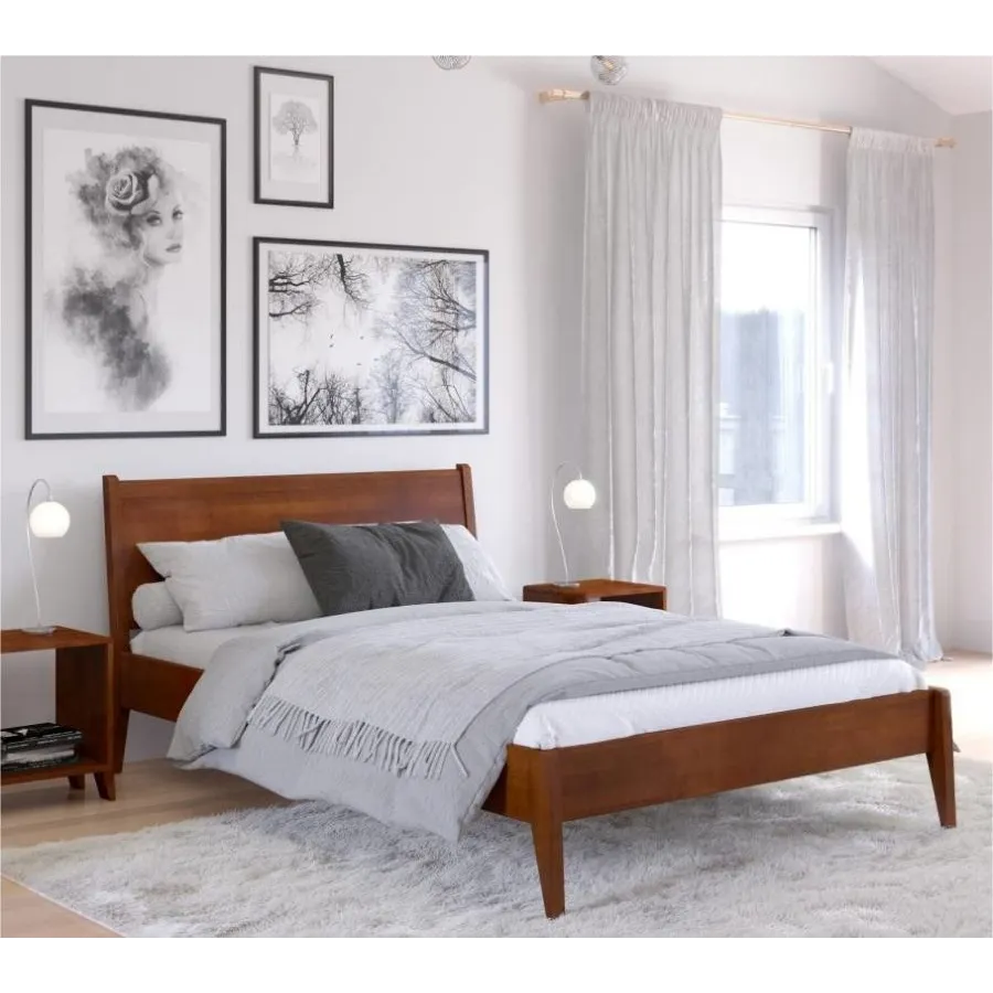 Lit bois massif pour adulte finition noyer VENISE