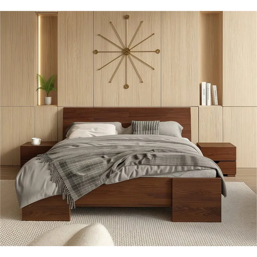 Lit en bois pin coloris noyer collection NOVA