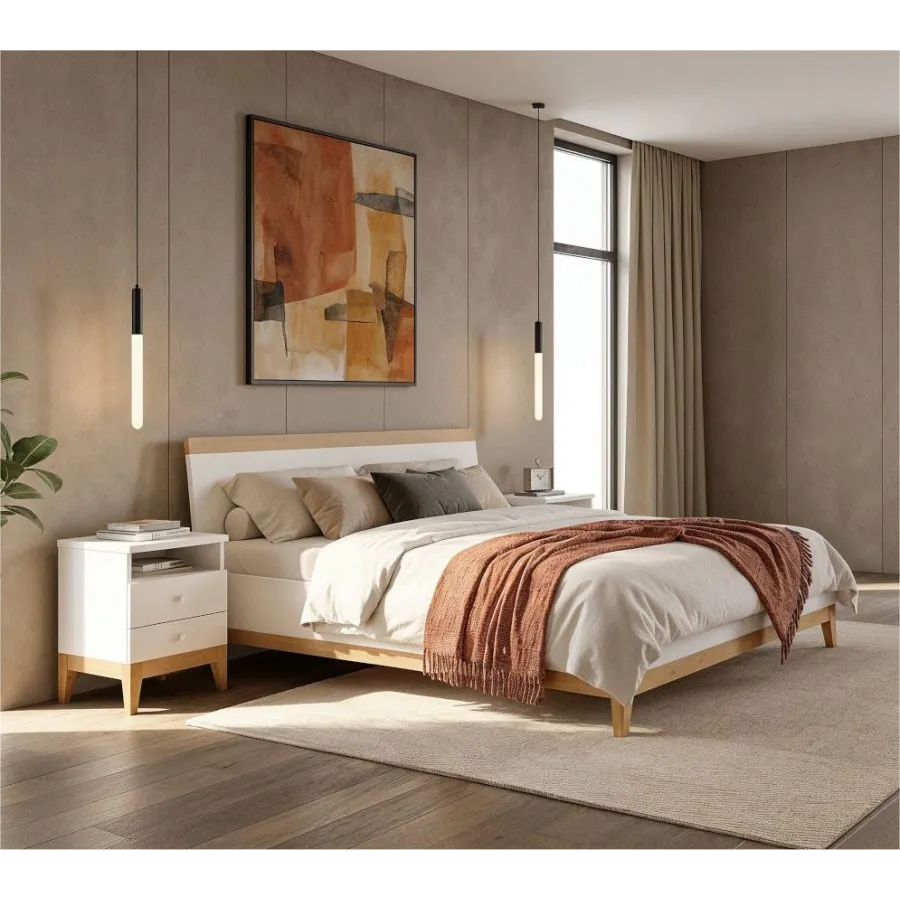 Lit coffre bois et blanc collection Göteborg