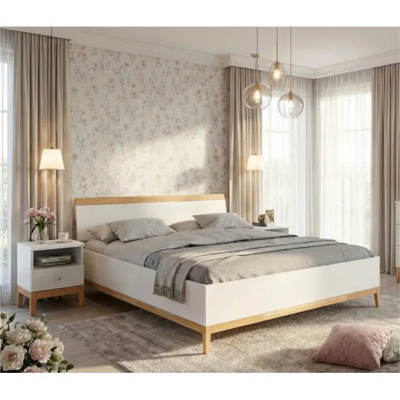 Lit coffre bois blanchi collection Göteborg