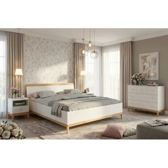 Lit coffre blanc moderne collection Göteborg