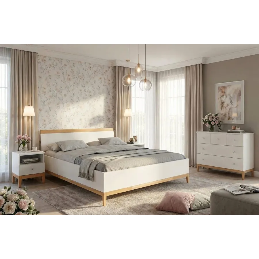 Lit coffre blanc moderne collection Göteborg