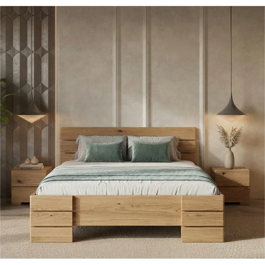 Lit 180x200 chêne massif naturel collection INDIGO