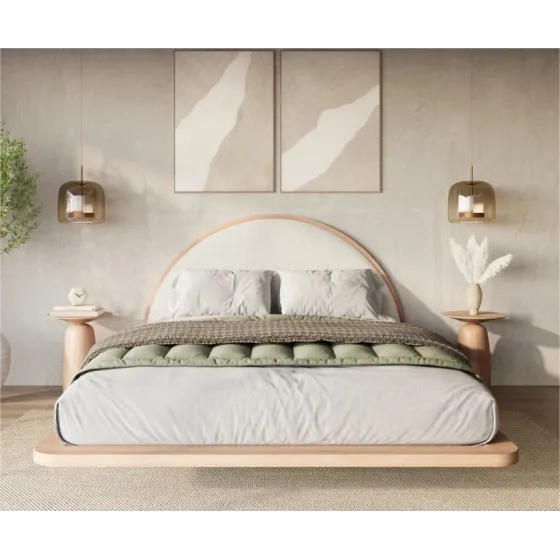 Lit design en bois naturel flottant collection   MONOKO