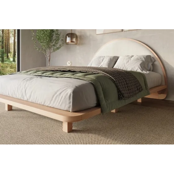 Lit design bois naturel flottant 160x200 collection   MONOKO