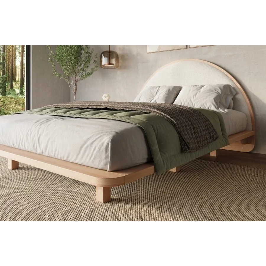 Lit design bois naturel flottant 160x200 collection   MONOKO