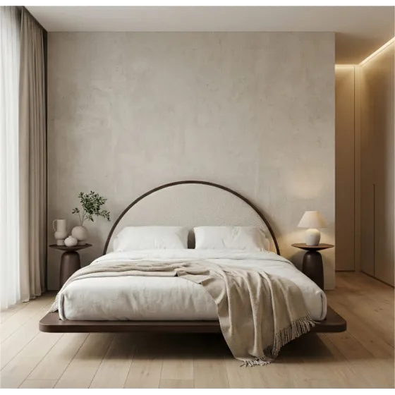 Lit design en bois finition wenge flottant 180x200 collection   MONOKO