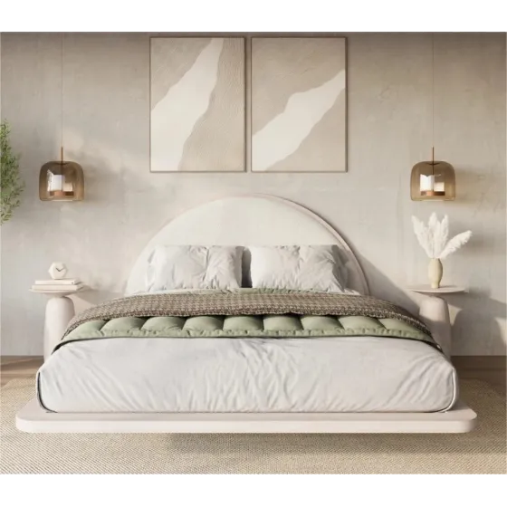 Lit design bois blanc flottant 140x200 collection   MONOKO