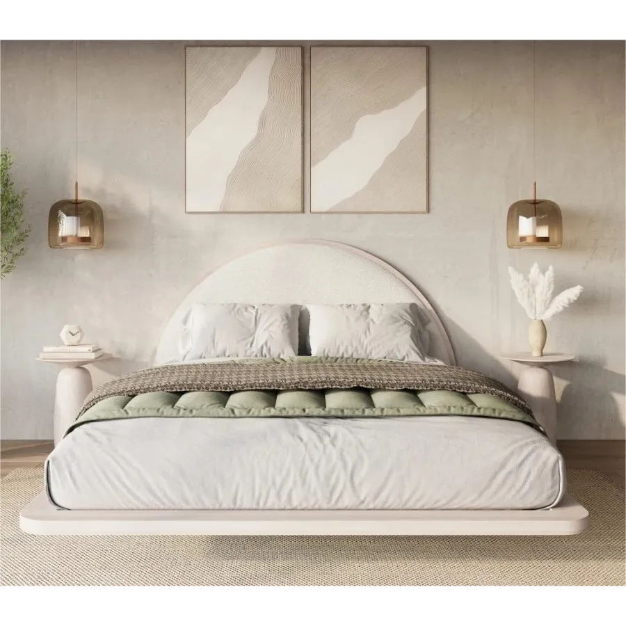 Lit design bois blanc flottant 140x200 collection   MONOKO