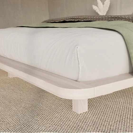 Lit design bois blanc flottant 160x200 collection   MONOKO