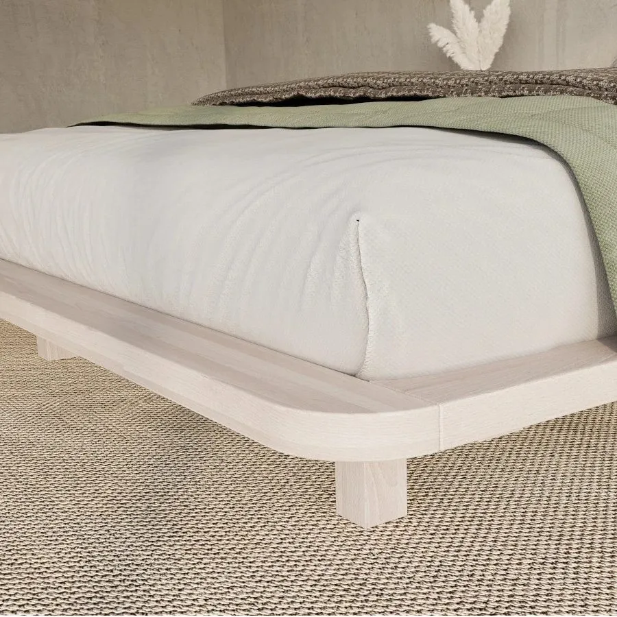 Lit design bois blanc flottant 160x200 collection   MONOKO