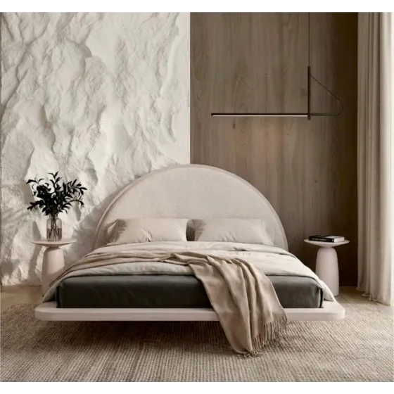 Lit design bois blanc flottant 180x200 collection   MONOKO