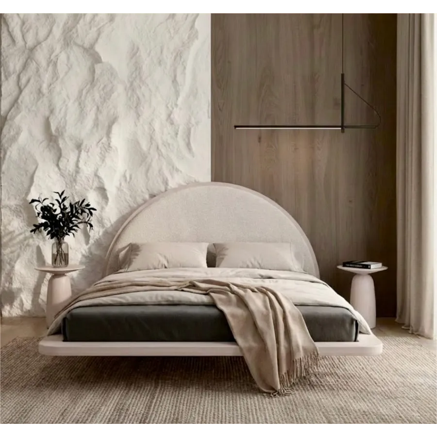 Lit design bois blanc flottant 180x200 collection   MONOKO