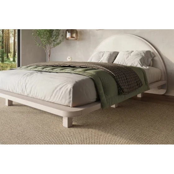 Lit design bois blanchi 160x200 collection   MONOKO