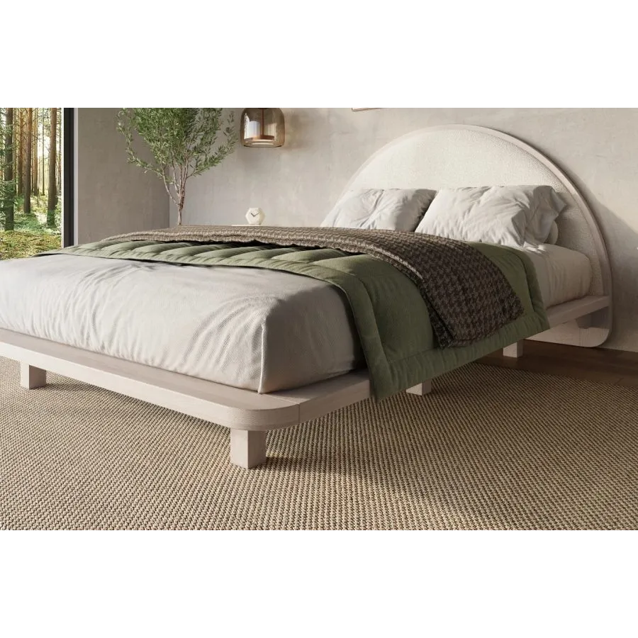 Lit design bois blanchi 160x200 collection   MONOKO