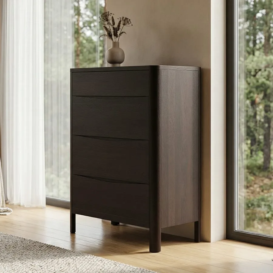 Commode bois wenge haute 4 tiroirs collection MOOD