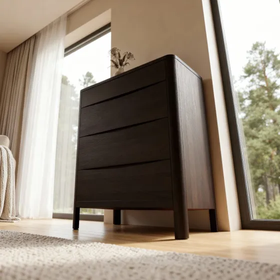 Commode wenge haute 4 tiroirs collection MOOD