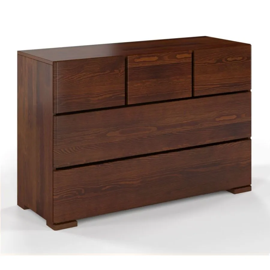 Commode en pin massif naturel avec 5 tiroirs collection MODERNA
