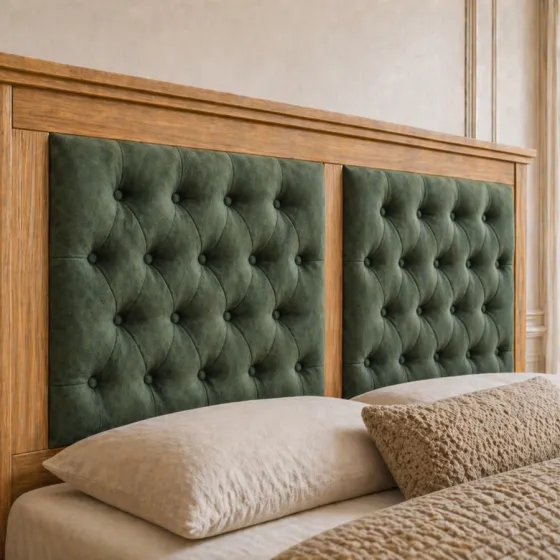 Tête de lit en tissu vert collection ROMA