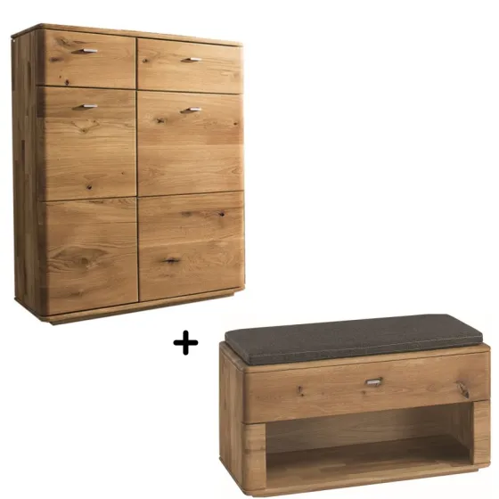 Meuble à chaussures bois chêne massif avec assise VERONA